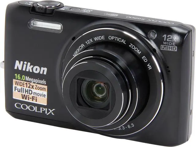 Nikon COOLPIX S6800 Black 16 MP 25mm Wide Angle Digital Camera