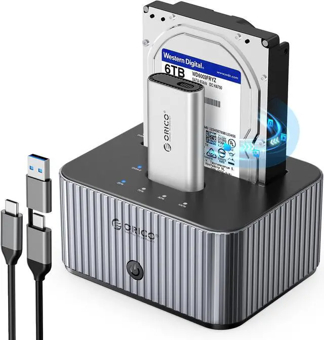 ORICO 2 Bay USB C M.2 NVMe SSD/SATA HDD SSD Enclosure Docking