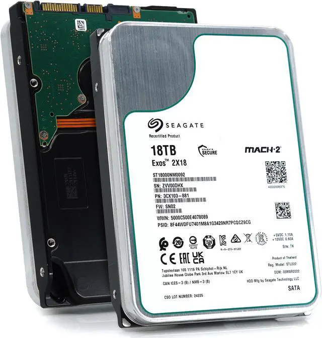 Refurbished: Seagate Exos 2X18 18TB SATA 6Gb/s 7200RPM 3.5