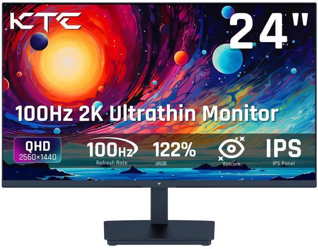 KTC 24 Inch QHD 2560x1440 IPS Computer Monitor, 100Hz Zero-Frame