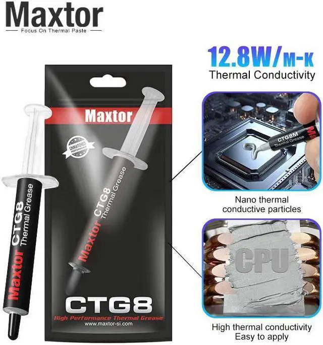 Maxtor Thermal CTG8 12.8W/mk thermal paste,Gaming grade CPU/GPU