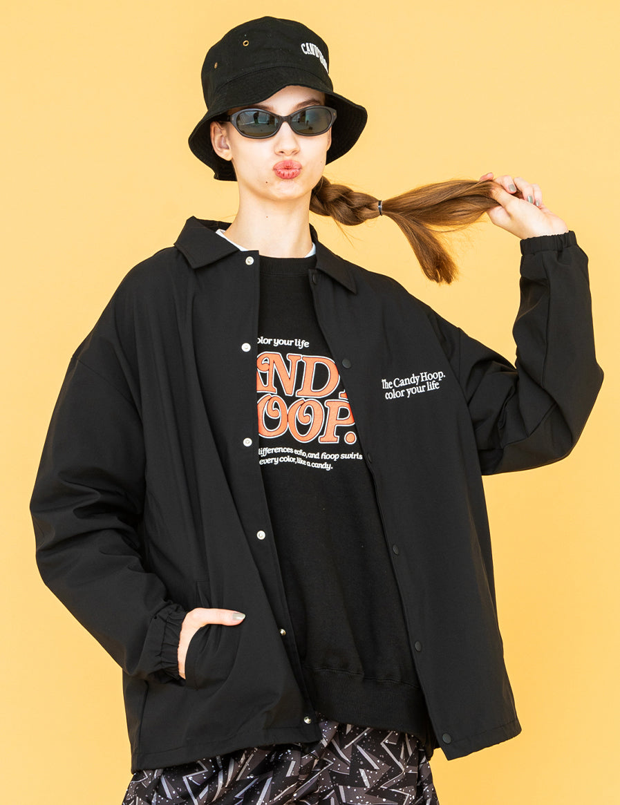 EMBROIDERY LOGO COACH JACKET (BLACK)