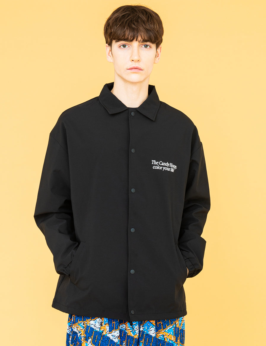 EMBROIDERY LOGO COACH JACKET (BLACK)