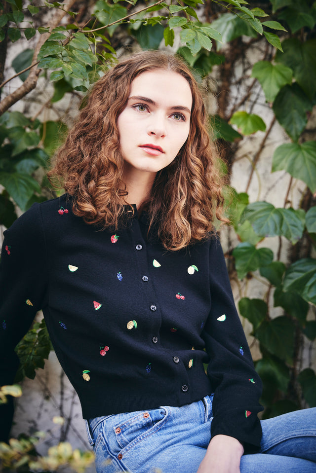 Caprino - カプリーノ | クルーネックカーディガン〔ブラック