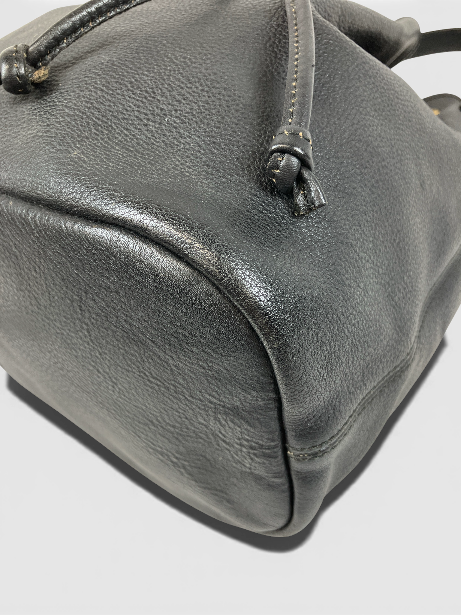 LONGCHAMP ロンシャン ショルダーバッグ 巾着 レザー ブラック