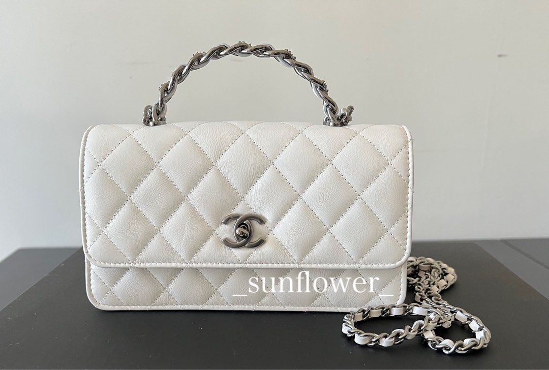シャネル 23K トップハンドル チェーンウォレット ホワイト (CHANEL