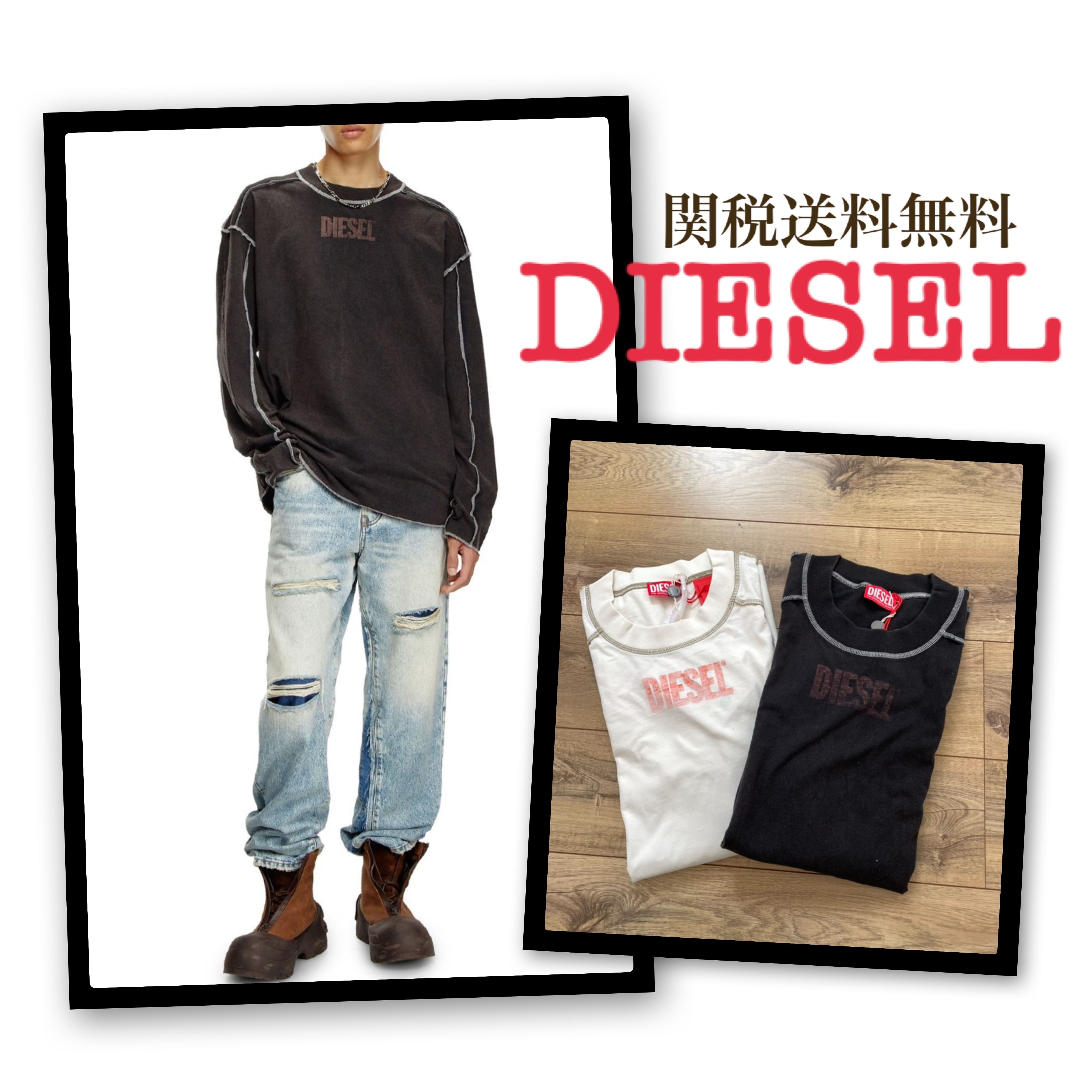 DIESEL ディーゼル t-craor-ls 長袖 Tシャツ ロンT 関税送料無料