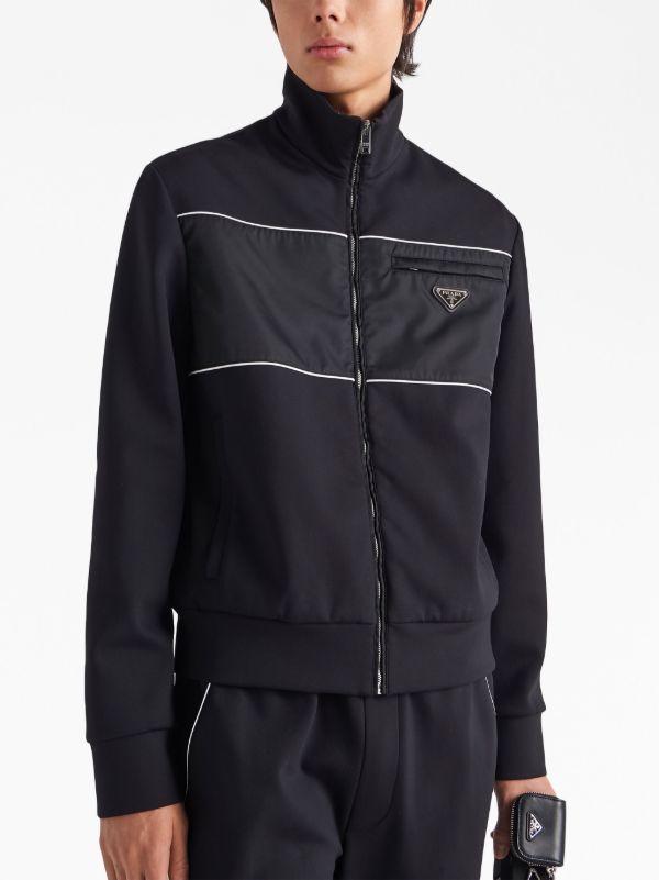 Prada Re-Nylon Panelled zip-up Jacket | Black | FARFETCH CA