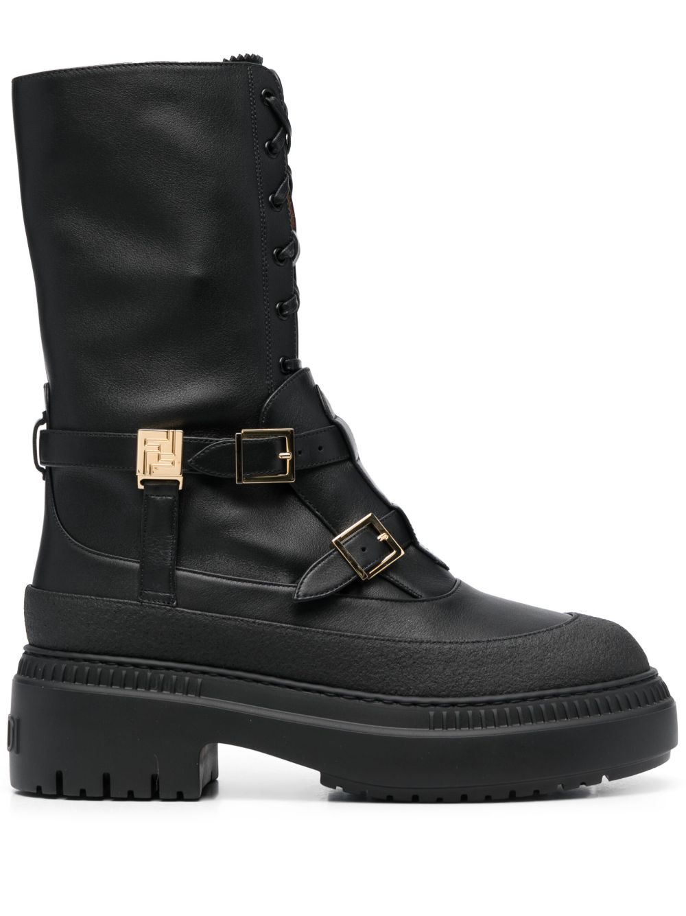 FENDI Delfina Leather Biker Boots | Black | FARFETCH