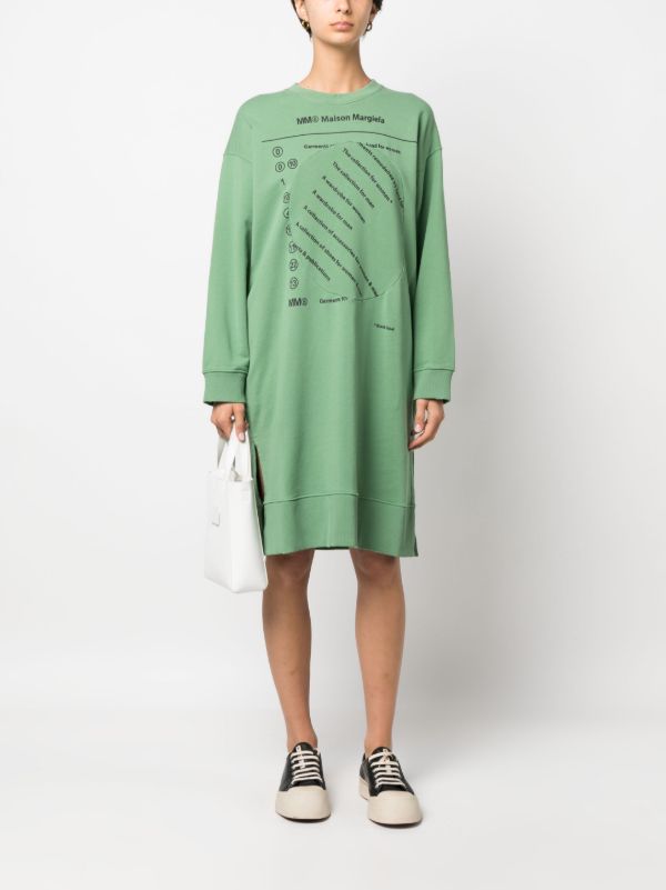 MM6 Maison Margiela グラフィック スウェットワンピース | グリーン
