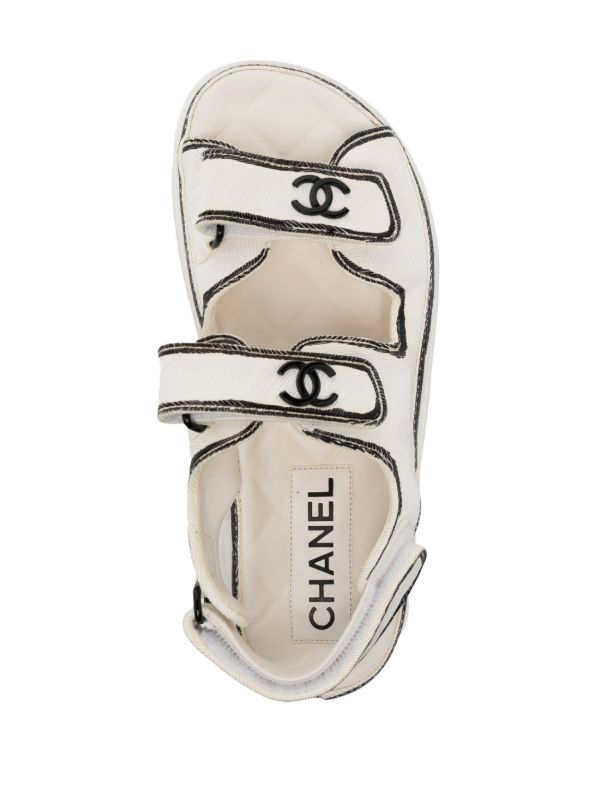CHANEL Pre-Owned 2022 CC Logo Dad Sandals | White | FARFETCH