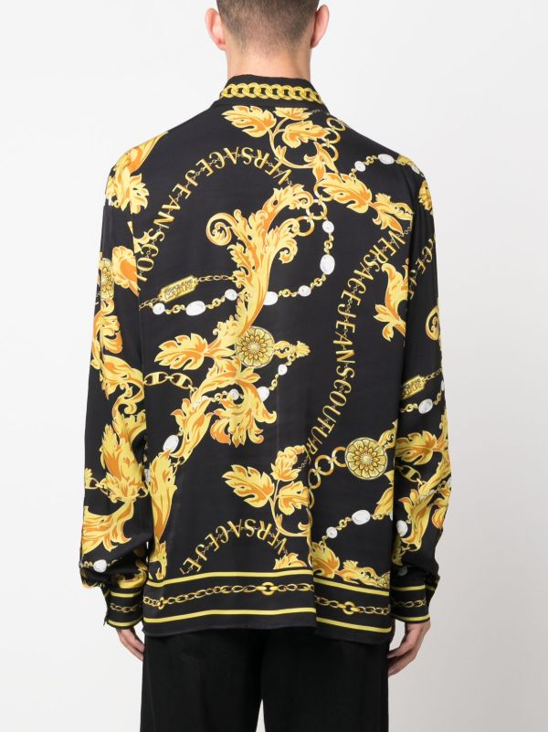 Versace Jeans Couture baroque-pattern long-sleeve Shirt | Black