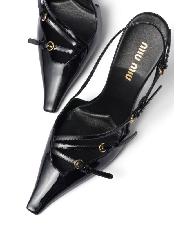 Miu Miu 105mm buckle-embellished Slingback Pumps | Black | FARFETCH