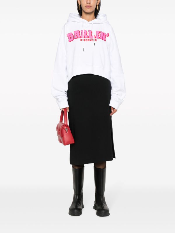 DSQUARED2 Darlin' logo-print Cotton Hoodie | White | FARFETCH CH
