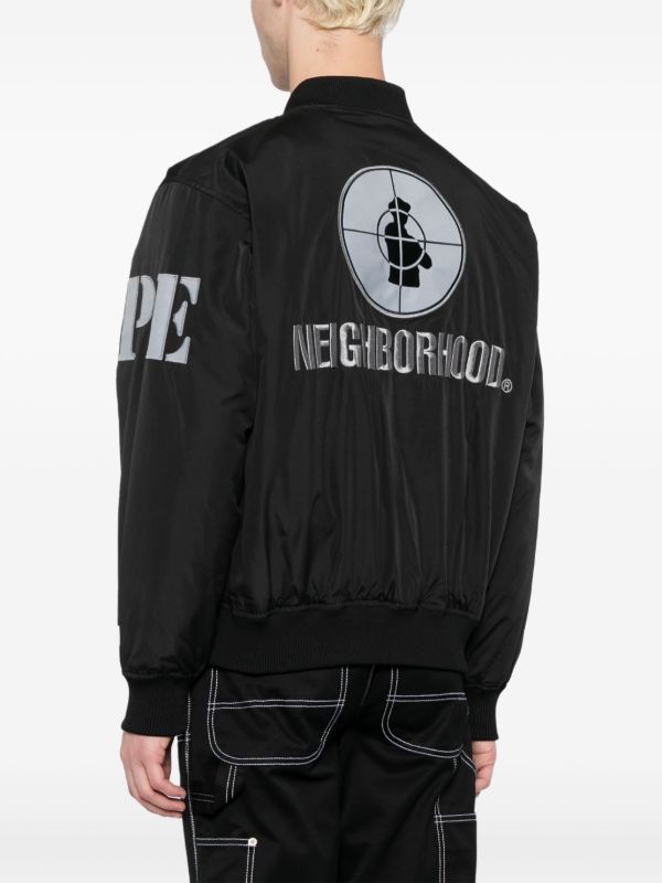 Neighborhood x Public Enemy x Majestic logo-embroidered Bomber