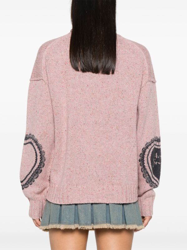 Acne Studios ハートプリント チャンキーニット セーター | ピンク