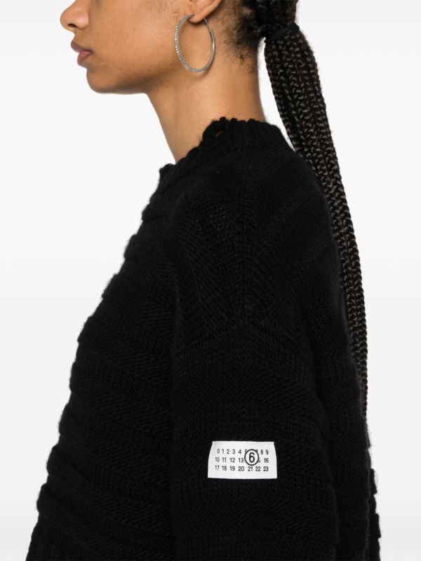 MM6 Maison Margiela ダメージ チャンキーニット セーター | ブラック