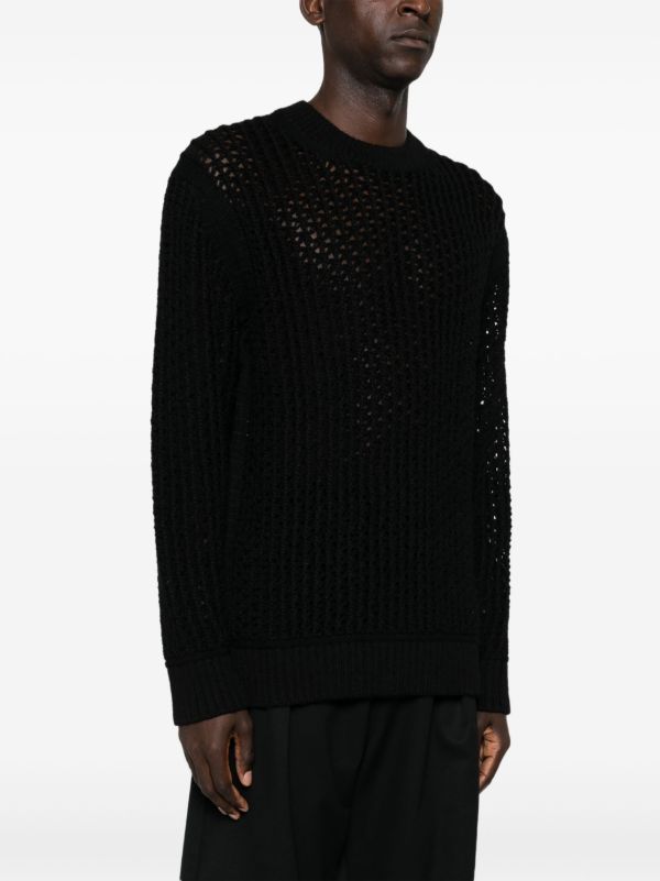 Junya Watanabe MAN open-knit Sweater | Black | FARFETCH