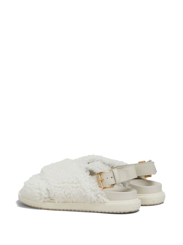 Marni Fussbett Shearling Sandals | White | FARFETCH