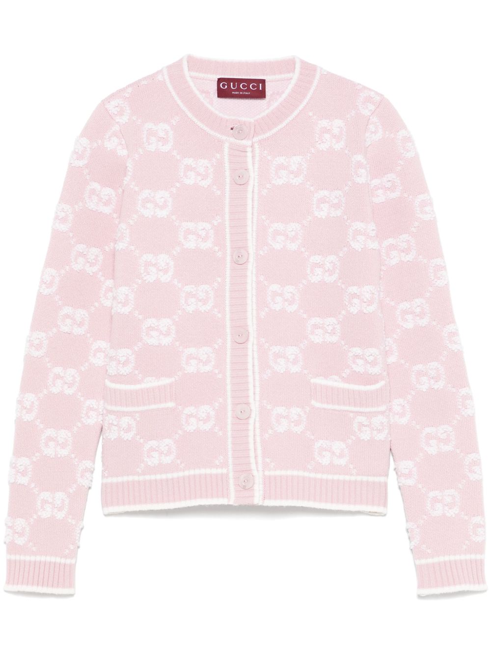 Gucci GGウール ブークレ ジャカードカーディガン | ピンク | FARFETCH JP