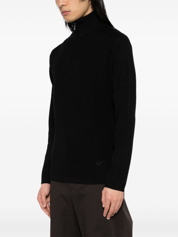Emporio Armani ハーフジップ セーター | ブラック | FARFETCH JP