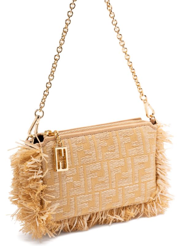 FENDI Baguette fringe-detail Clutch Bag | Neutrals | FARFETCH