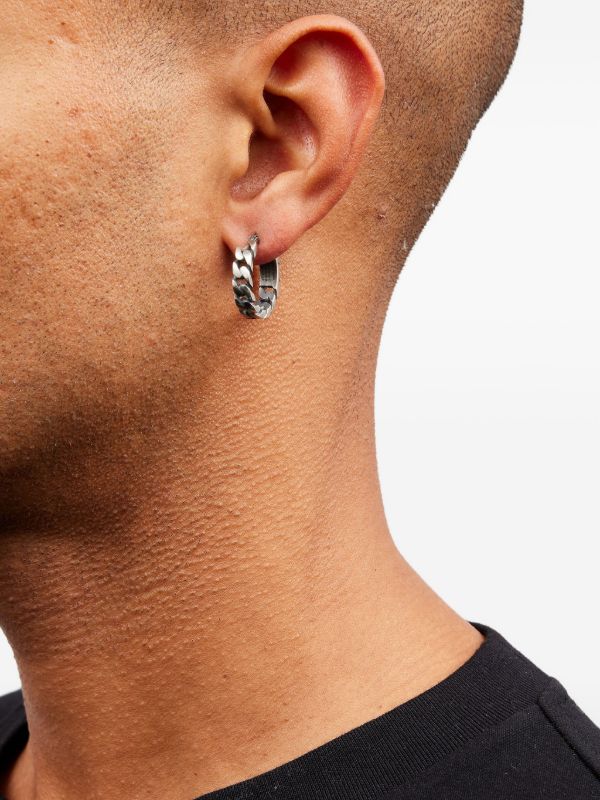 MM6 Maison Margiela チェーンリンク フープピアス | シルバートーン