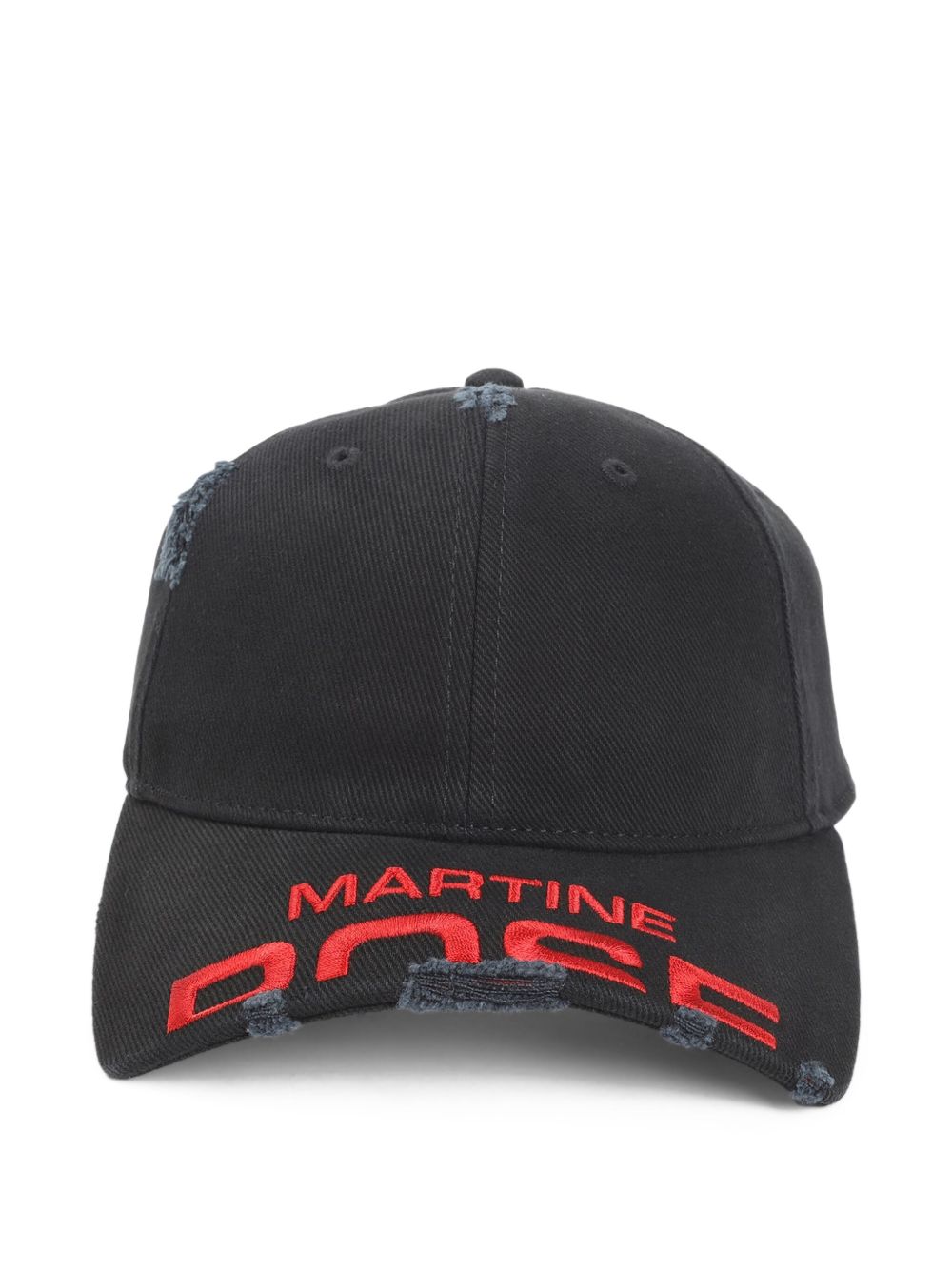 Martine Rose Distressed Logo Baseball Cap | Black | FARFETCH