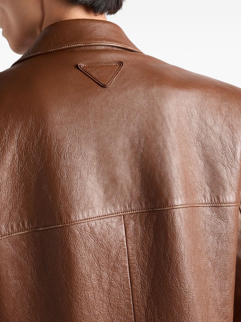 Prada ロゴ レザージャケット | ブラウン | FARFETCH JP