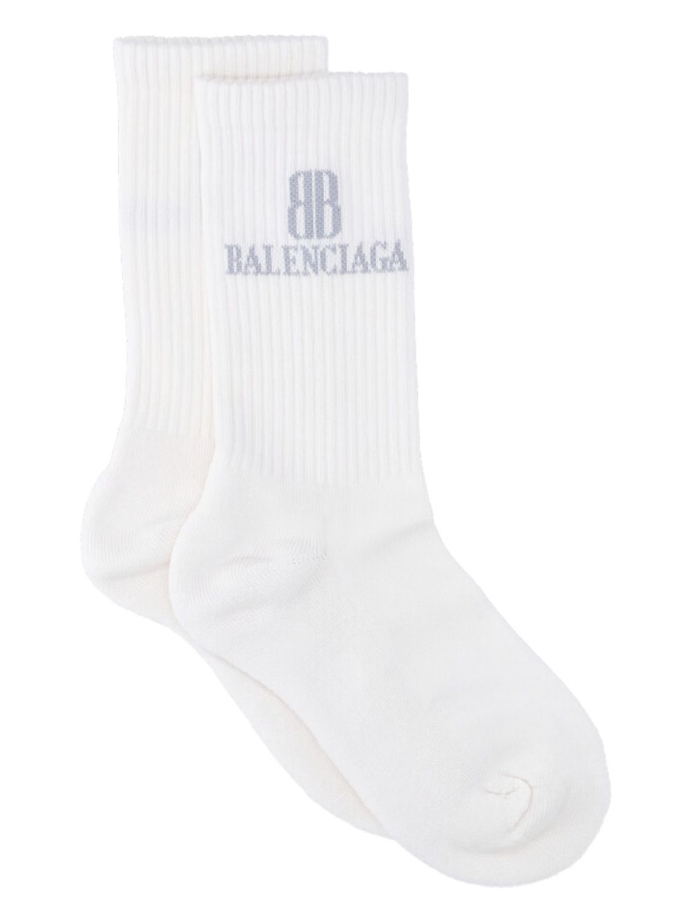 Balenciaga logo-embroidered Ribbed Socks | White | FARFETCH