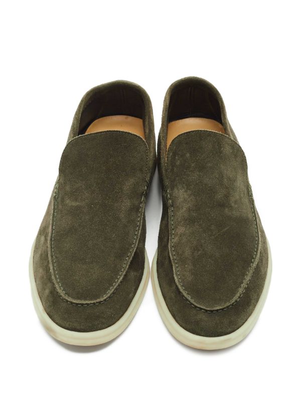 Loro Piana Pre-Owned Summer Walk Suede Loafers | Green | FARFETCH