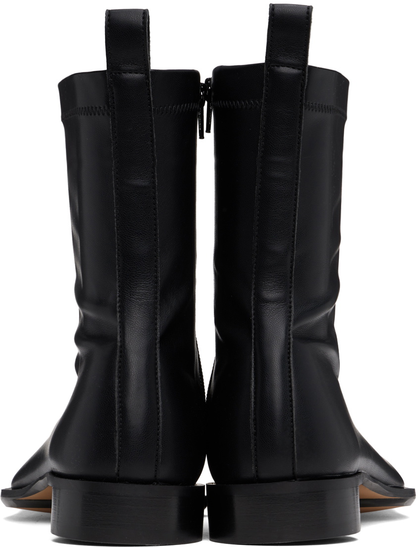 MM6 Maison Margiela Black Zip Leather Boots MM6 Maison Margiela