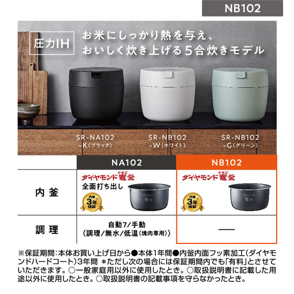 パナソニック 圧力IHジャー炊飯器 (グリーン) SR-NB102-G 1台（直送品