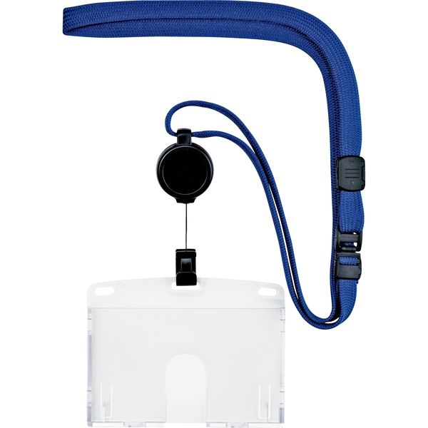 オープン工業 吊り下げ名札 リール式ハード(IDカード/名刺サイズ) 青