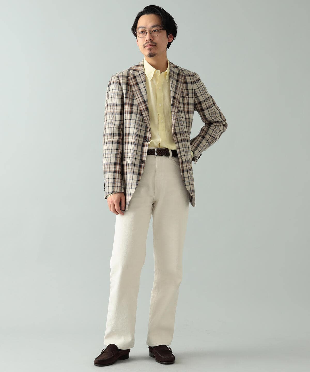 BEAMS F（ビームスF）EASY MARZOTTO リネン チェック ジャケット