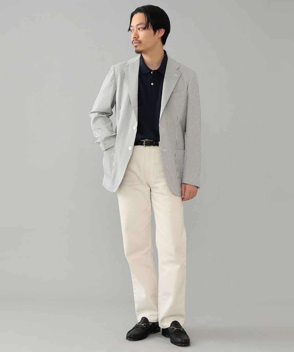 BEAMS F（ビームスF）NEW EASY SUBALPINO シアサッカー ストライプ