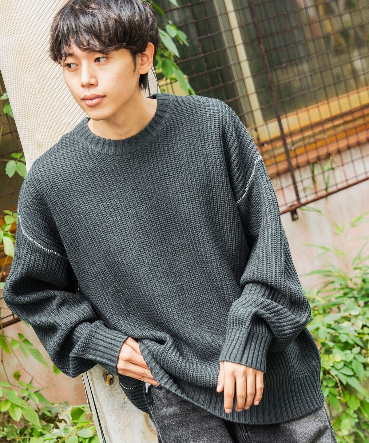 BEAMS HEART（ビームス ハート）カタアゼ ビッグ クルーネック ニット