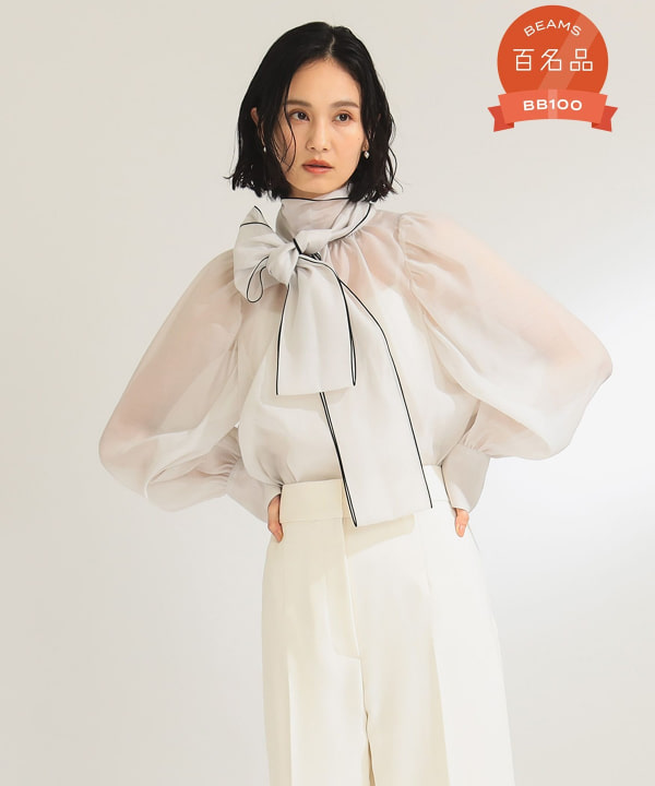 Demi-Luxe BEAMS（デミルクス ビームス）オーガンジー リボンブラウス