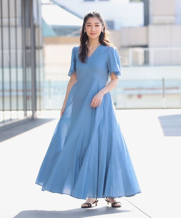 shetokyo Greta blueワンピース BLACK LABEL＞シルクダブルクロス