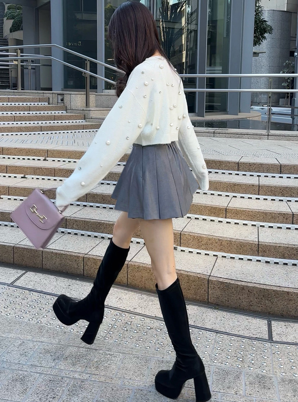 ビジューパールニットショート丈カーディガン[an1467] | レディース