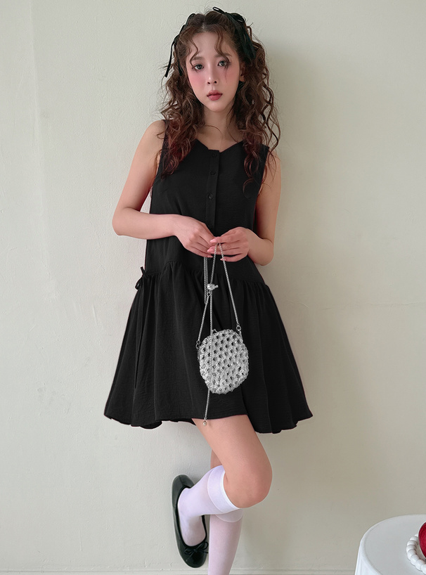サイドリボンノースリーブフレアミニワンピース[gn440] | レディース