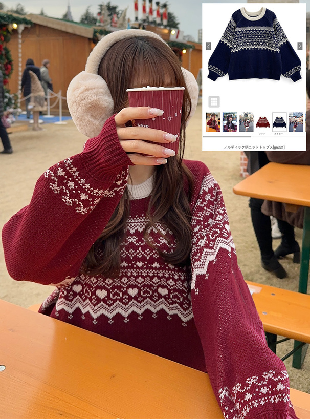 ノルディック柄ニットトップス[gn331] | レディースファッション通販の