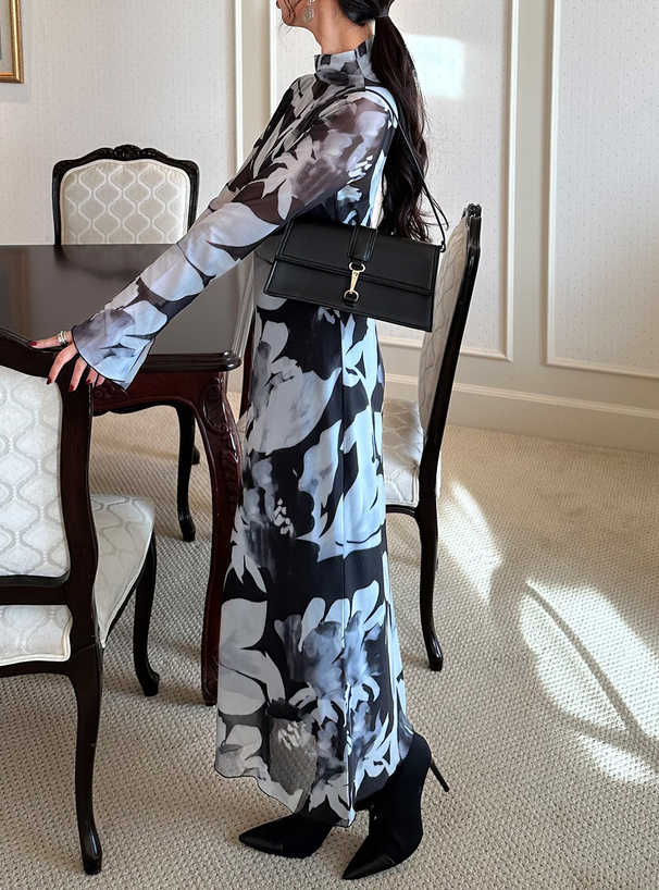 花柄シアーフレアワンピース[dk1087] | レディースファッション通販の