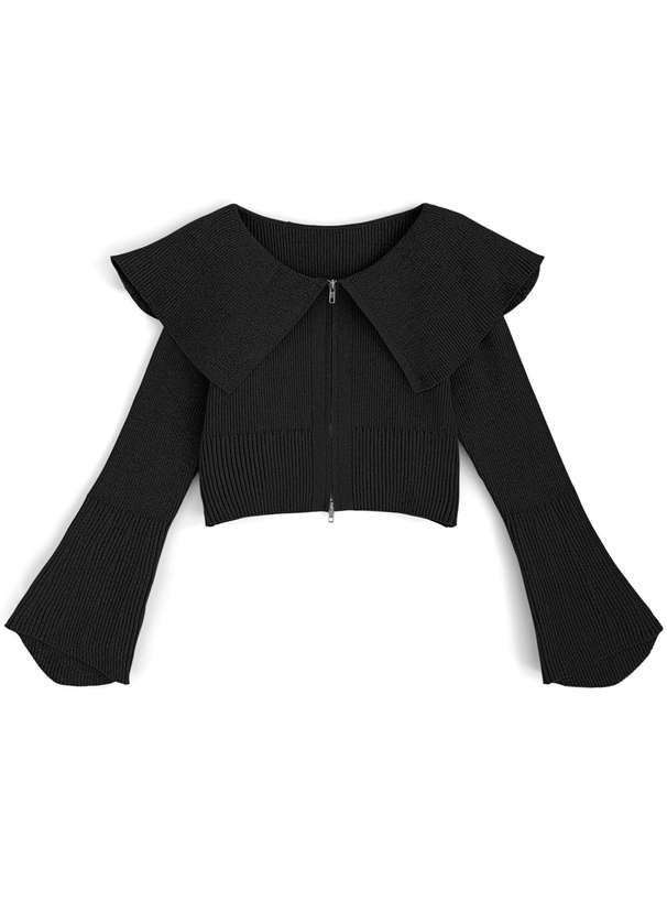 ビッグカラーダブルジップニットトップス[kz447] | レディース