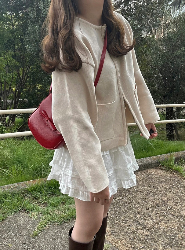 ダブルジップポケットニットカーディガン[kz471] | レディース