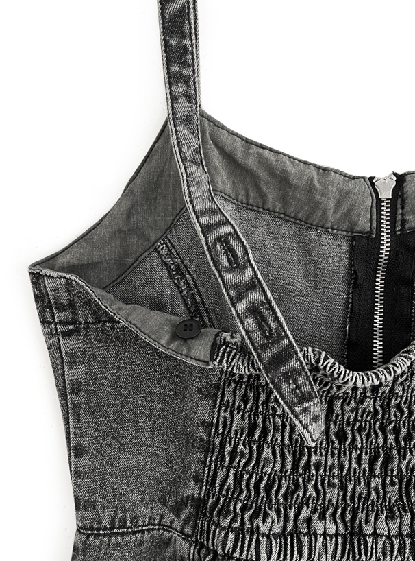 ハーフジップフレアデニムキャミワンピース[on237] | レディース