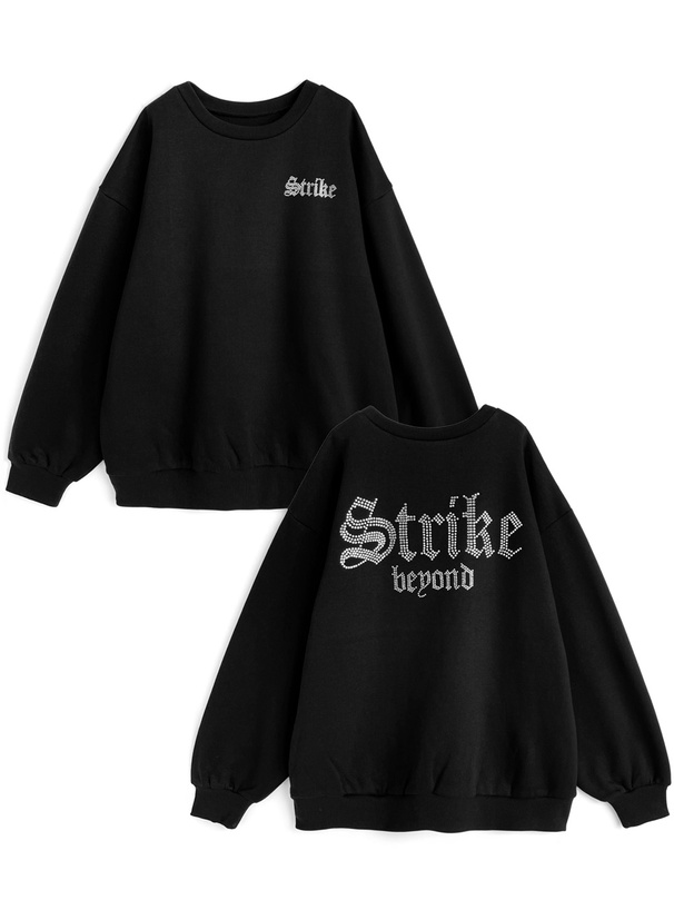 ラインストーンロゴスウェットトップス[mf044] | レディース