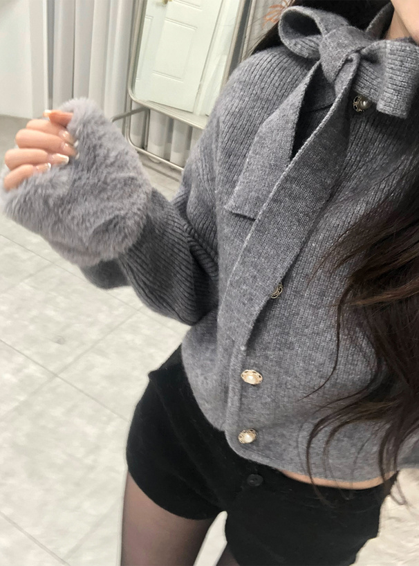 リボンパールボタンファーニットカーディガン[lt150] | レディース