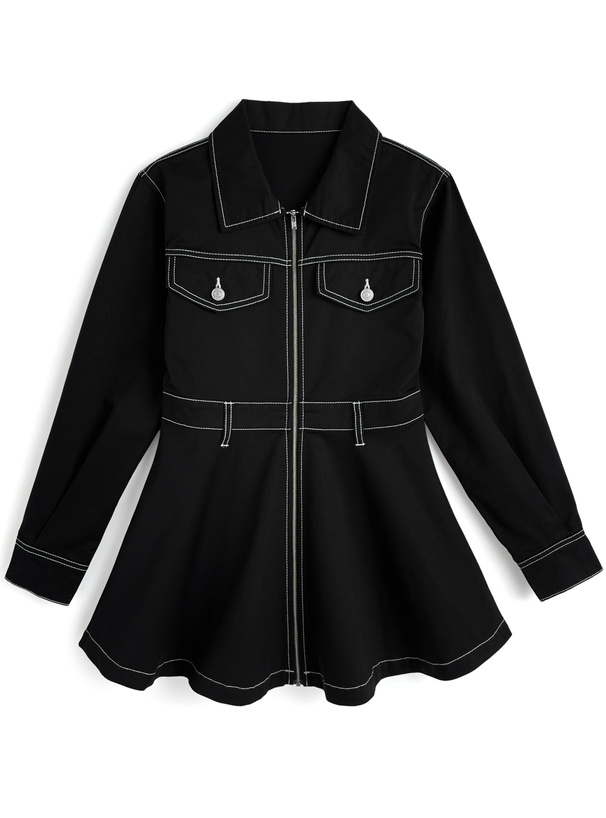 フロントジップフレアミニワンピース[qu147] | レディースファッション