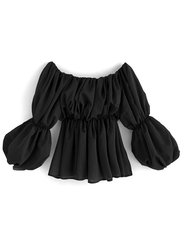 シアーバルーンスリーブペプラムトップス[pm372] | レディース